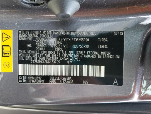 2019 LEXUS RX 350 BAS - 2T2BZMCA3KC173705
