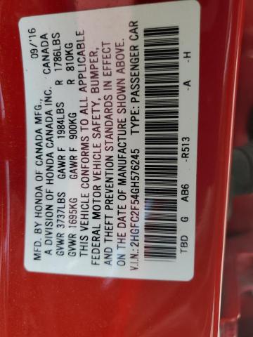 2016 HONDA CIVIC LX - 2HGFC2F54GH576245