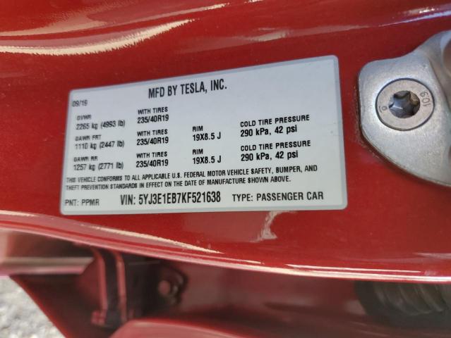 2019 TESLA MODEL 3 5YJ3E1EB7KF521638