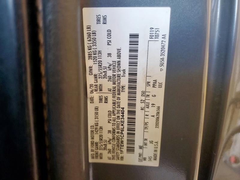 2020 FORD F150 SUPERCREW 1FTEW1CP6LKE34404