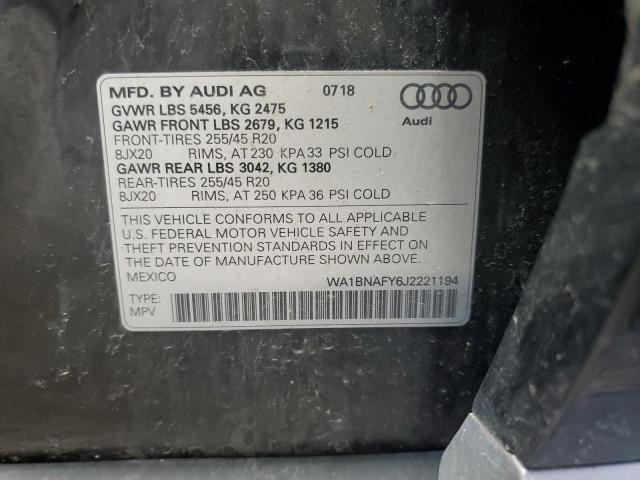 2018 AUDI Q5 PREMIUM WA1BNAFY6J2221194