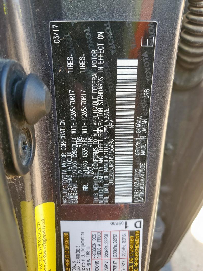 2017 TOYOTA 4RUNNER SR5 JTEZU5JR3H5156498
