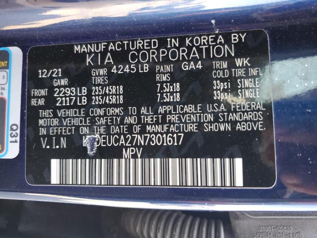 2022 KIA SELTOS NIG KNDEUCA27N7301617