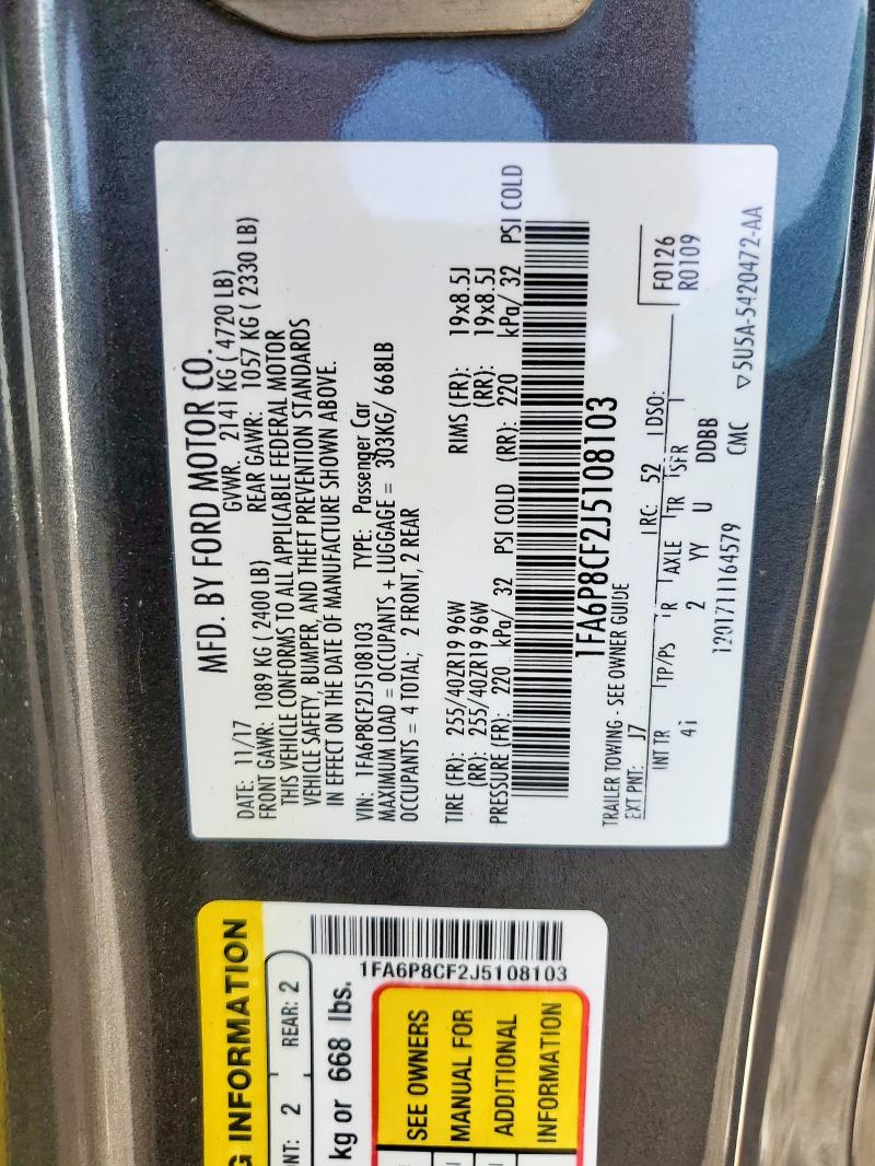 2018 FORD MUSTANG GT 1FA6P8CF2J5108103