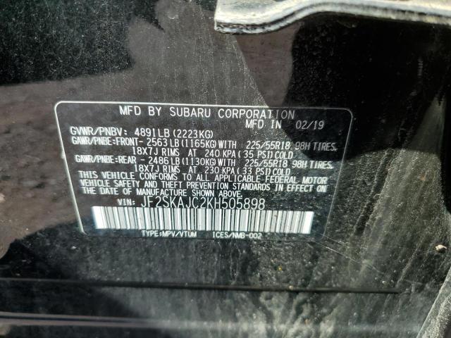 2019 SUBARU FORESTER S JF2SKAJC2KH505898