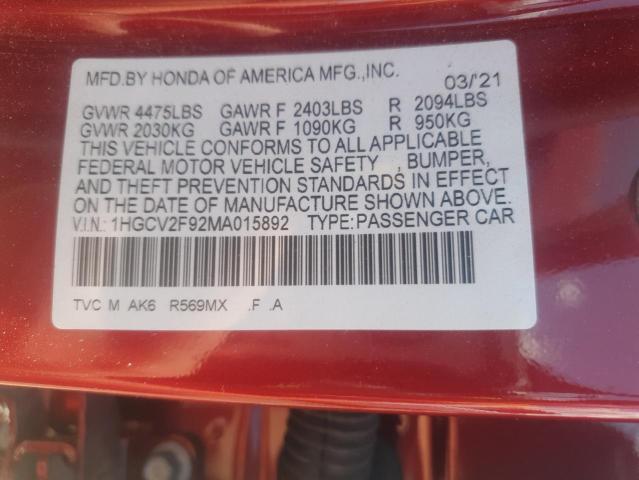 2021 HONDA ACCORD TOU 1HGCV2F92MA015892