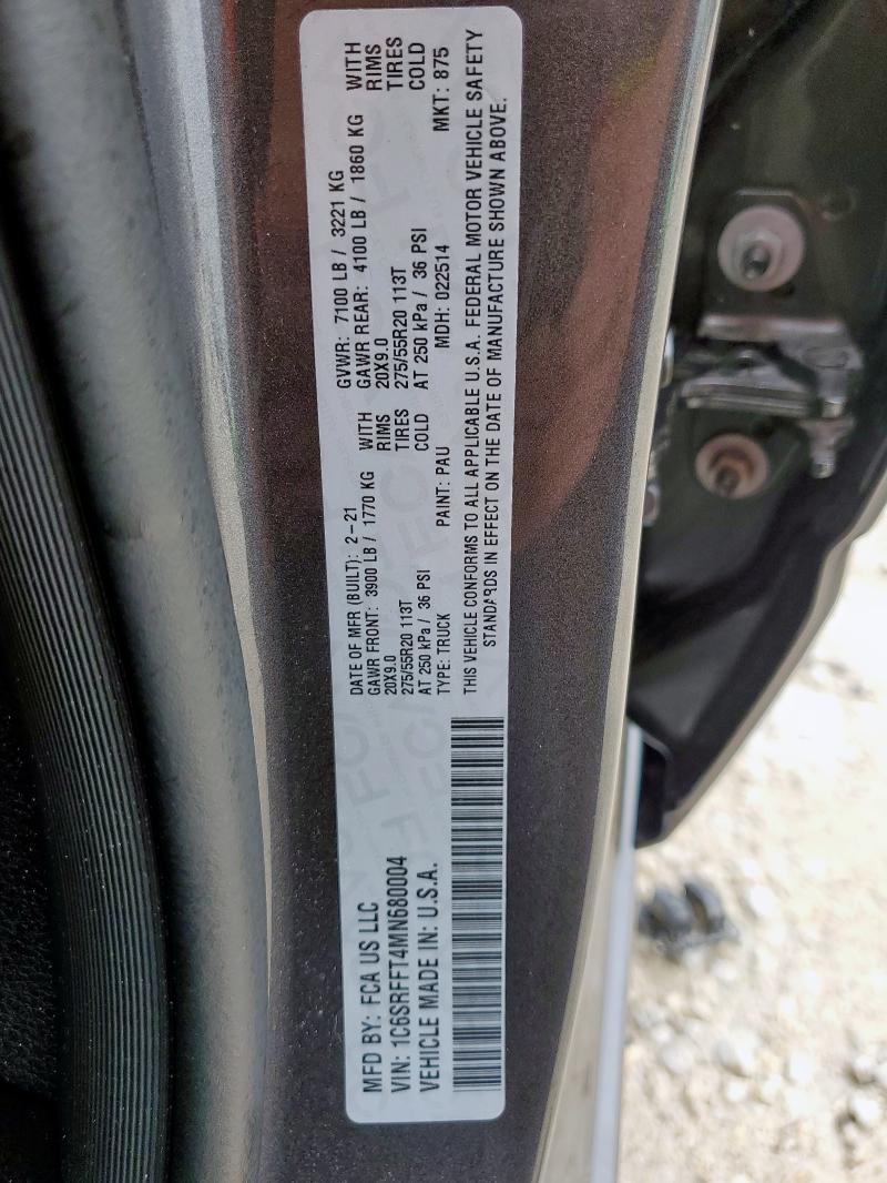 2021 RAM 1500 BIG H - 1C6SRFFT4MN680004