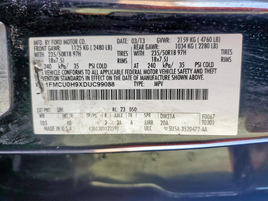 2013 FORD ESCAPE SEL - 1FMCU0H9XDUC99088