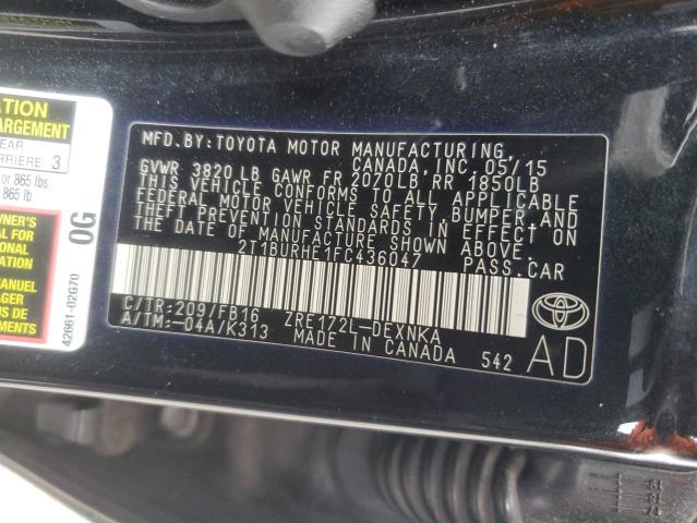2015 TOYOTA COROLLA L 2T1BURHE1FC436047