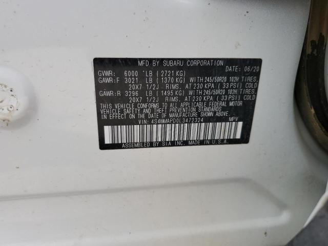2020 SUBARU ASCENT LIM 4S4WMAPD0L3472324