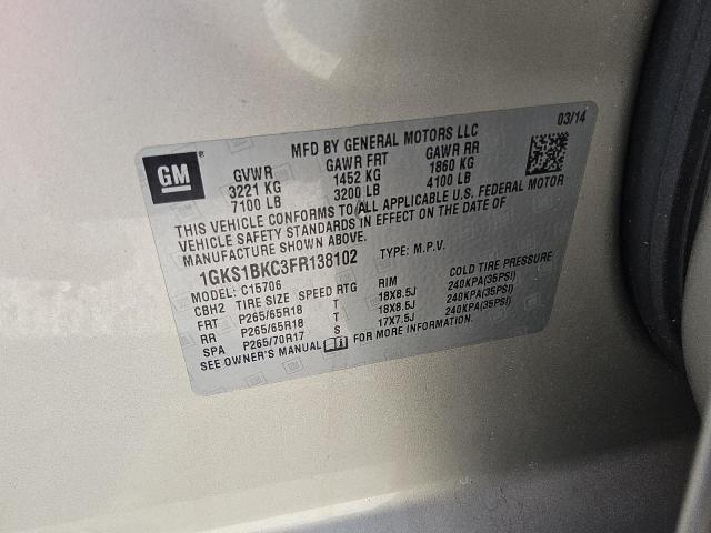 2015 GMC YUKON SLT 1GKS1BKC3FR138102