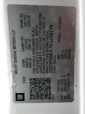 2019 CHEVROLET COLORADO 1GCHSBEA7K1258779