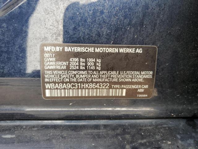 2017 BMW 320 I WBA8A9C31HK864322