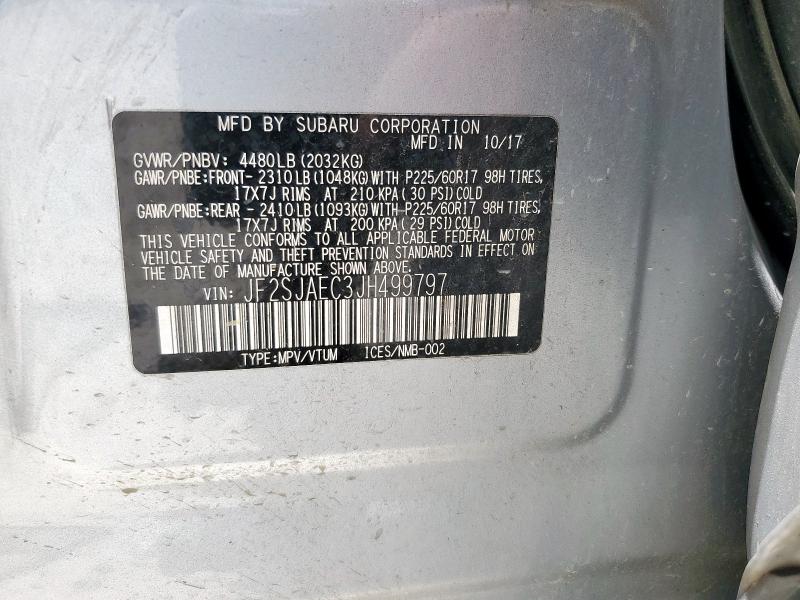 2018 SUBARU FORESTER 2 JF2SJAEC3JH499797
