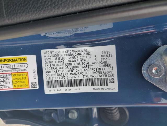 2025 HONDA CIVIC LX - 2HGFE2F21SH593271