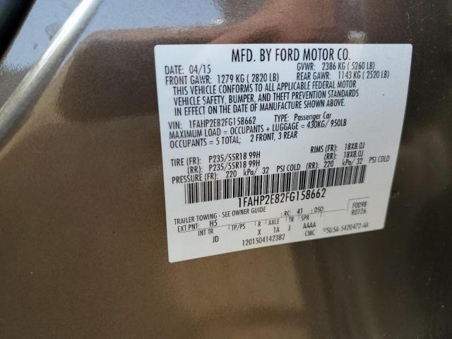 2015 FORD TAURUS SEL 1FAHP2E82FG158662