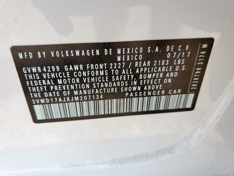 2018 VOLKSWAGEN JETTA SPOR 3VWD17AJXJM207134