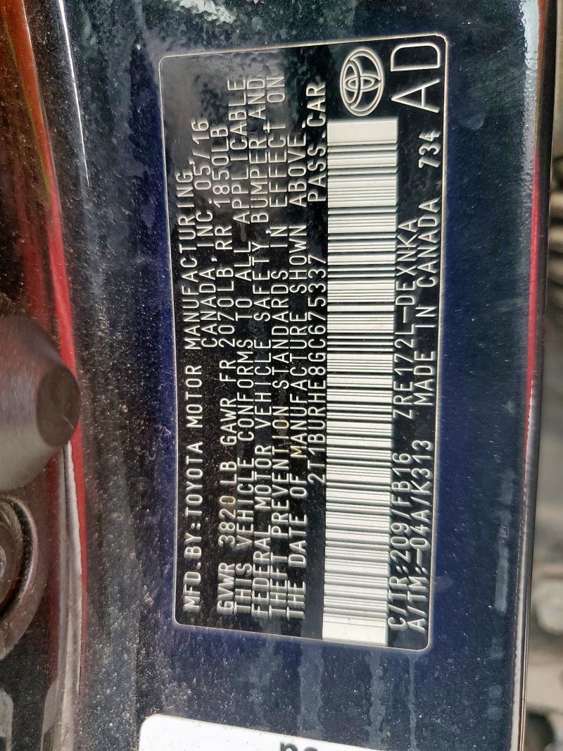 2016 TOYOTA COROLLA L - 2T1BURHE8GC675337