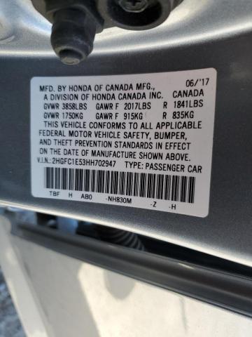2HGFC1E53HH702947 2017 HONDA CIVIC