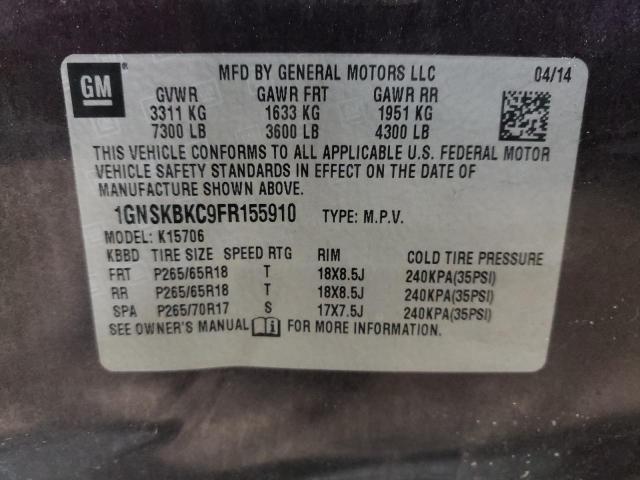 2015 CHEVROLET TAHOE 1GNSKBKC9FR155910