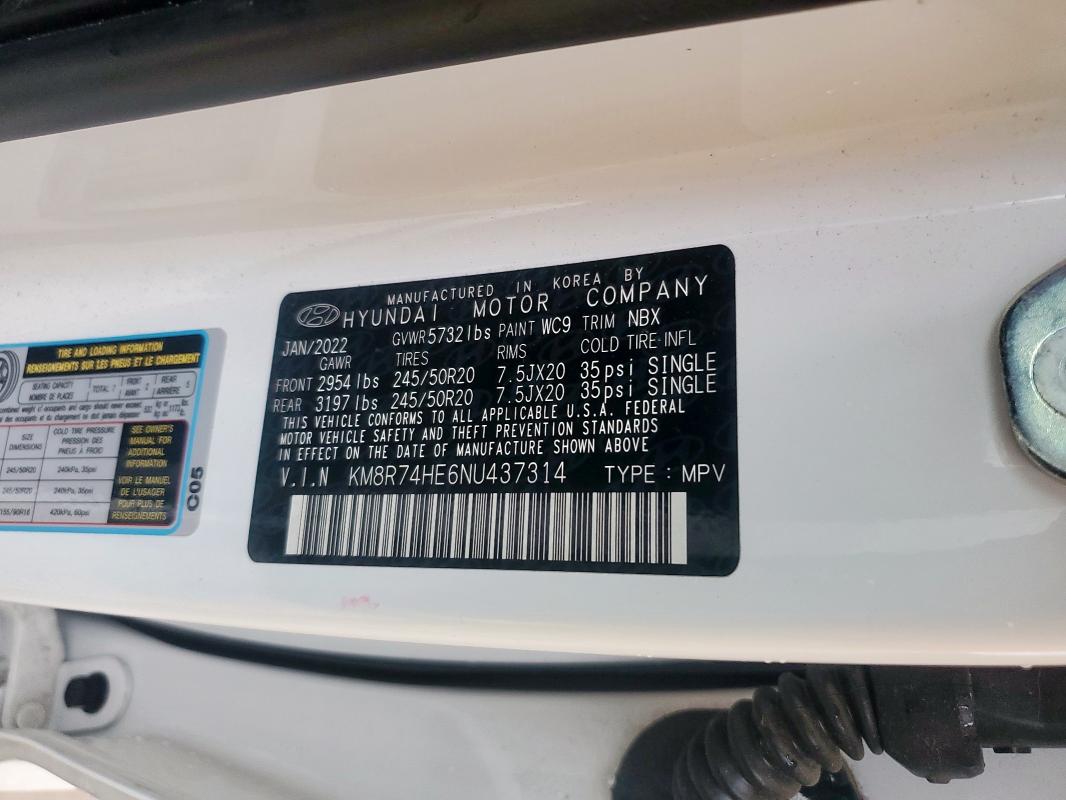 2022 HYUNDAI PALISADE C - KM8R74HE6NU437314