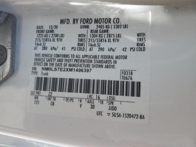 2021 FORD TRANSIT CO NM0LS7E2XM1496397