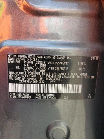 2016 TOYOTA RAV4 XLE 2T3RFREV4GW440842