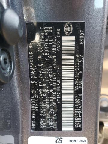 2018 TOYOTA CAMRY HYBR 4T1B21HK8JU504784