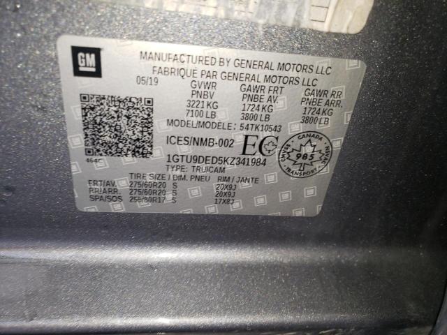 2019 GMC SIERRA K15 1GTU9DED5KZ341984