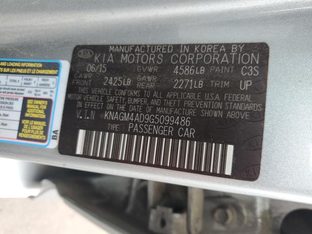2016 KIA OPTIMA HYB KNAGM4AD9G5099486