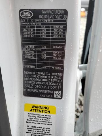 2021 LAND ROVER RANGE ROVE SALZT2FXXMH123917