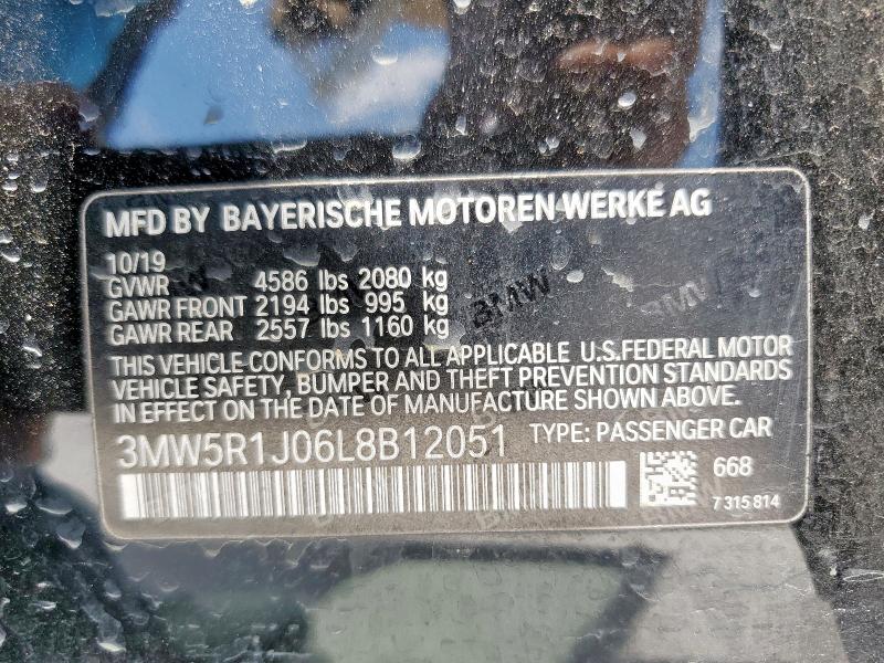 2020 BMW 330I 3MW5R1J06L8B12051