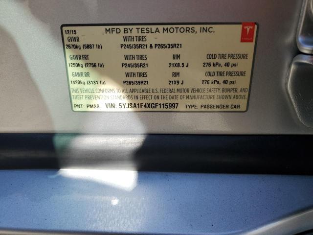 2016 TESLA MODEL S 5YJSA1E4XGF115997