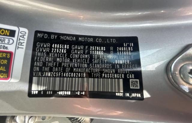 2019 HONDA CLARITY JHMZC5F14KC002619