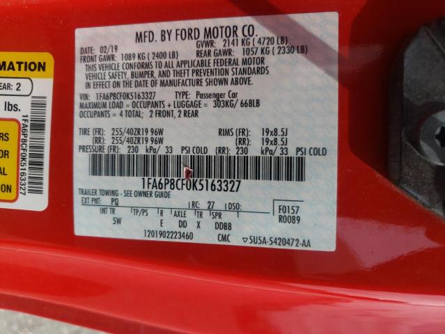 2019 FORD MUSTANG GT 1FA6P8CF0K5163327