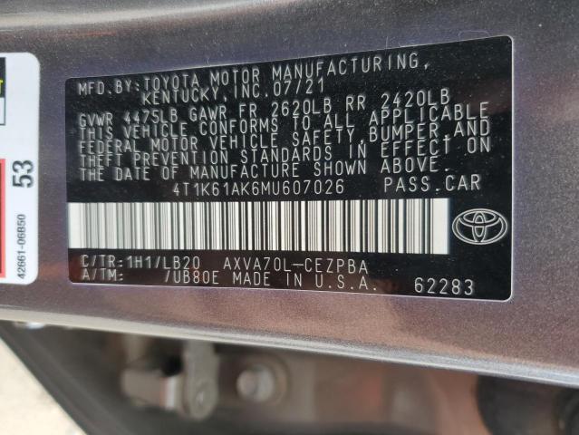2021 TOYOTA CAMRY XSE - 4T1K61AK6MU607026