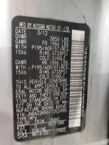 2012 NISSAN CUBE BASE - JN8AZ2KR6CT252490