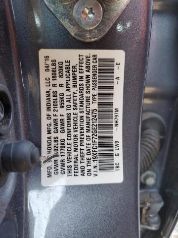 2016 HONDA CIVIC EXL - 19XFC1F72GE212475