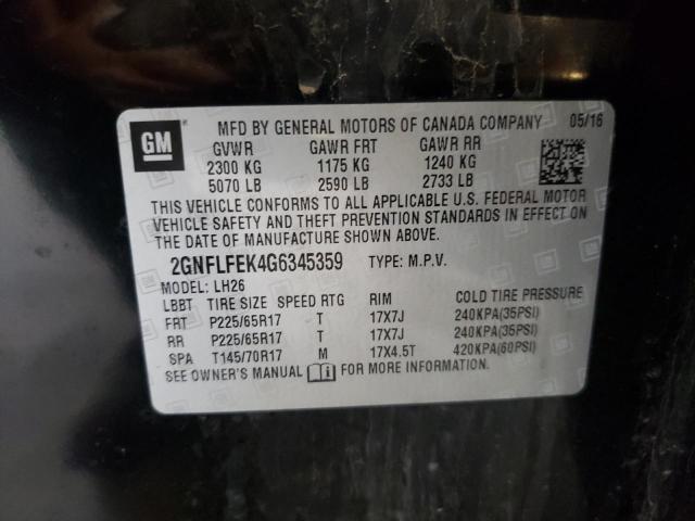 2016 CHEVROLET EQUINOX LT 2GNFLFEK4G6345359