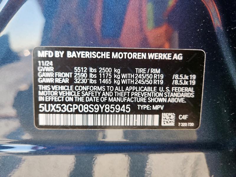 2025 BMW X3 30 XDRI 5UX53GP08S9Y85945