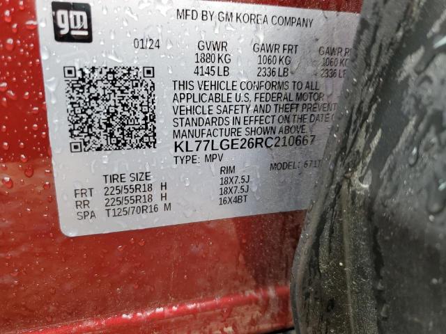 2024 CHEVROLET TRAX 1RS KL77LGE26RC210667