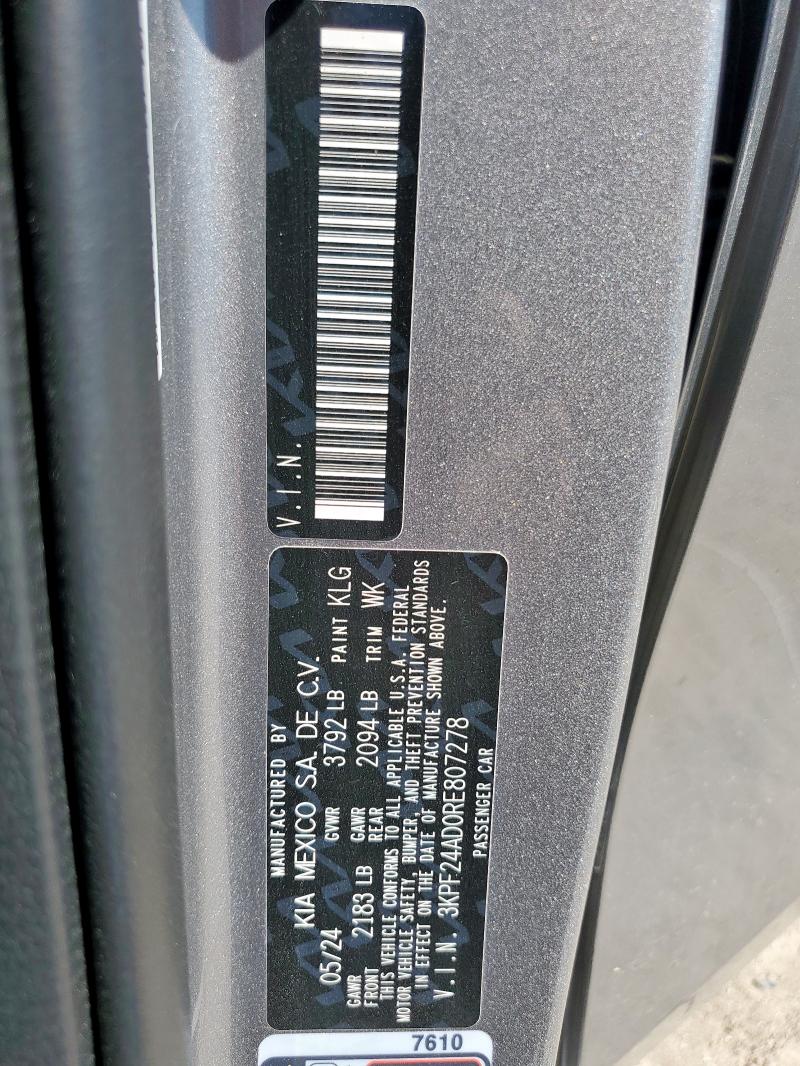 2024 KIA FORTE LX 3KPF24AD0RE807278
