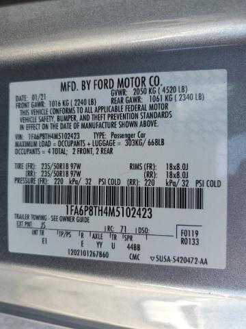 2021 FORD MUSTANG 1FA6P8TH4M5102423
