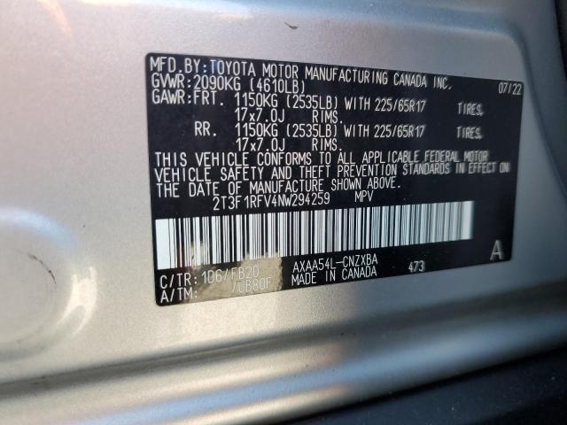 2022 TOYOTA RAV4 LE - 2T3F1RFV4NW294259