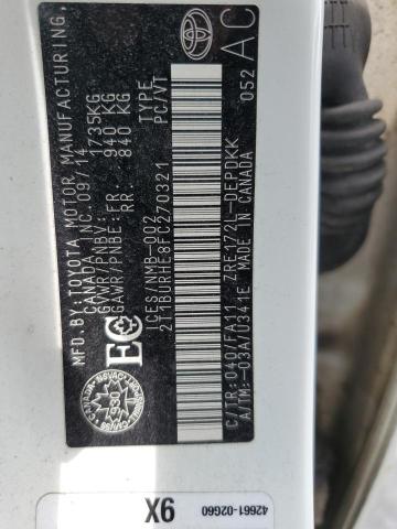 2015 TOYOTA COROLLA L 2T1BURHE8FC270321