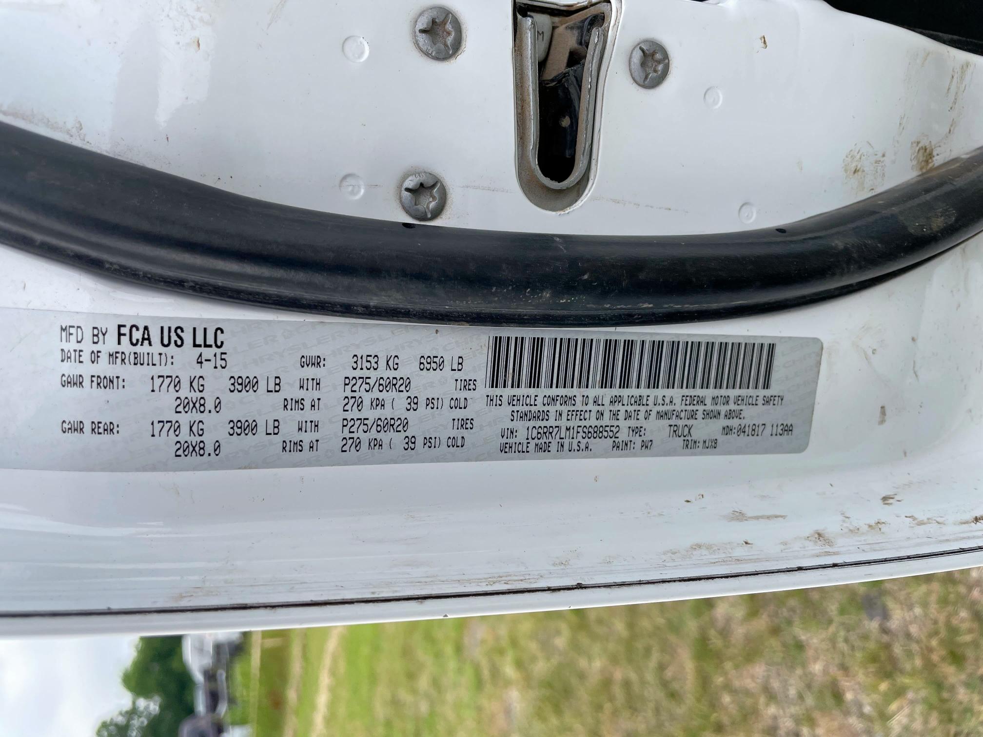 2015 RAM 1500 SLT 1C6RR7LM1FS688552