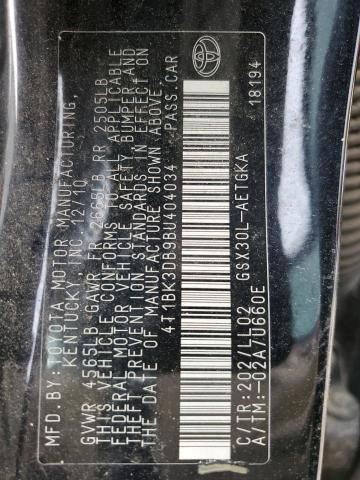 4t1bk3db9bu404034 - 2011 Toyota avalon base - #59561385