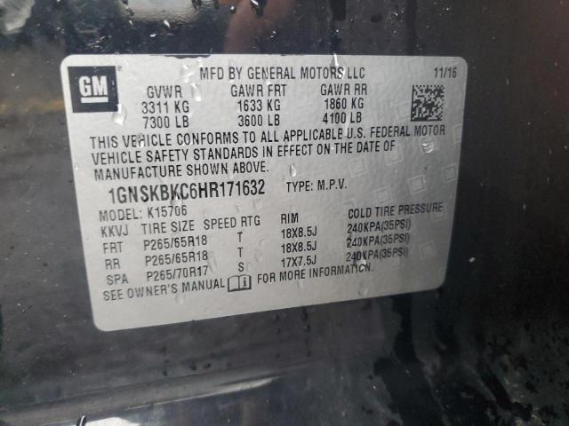 2017 CHEVROLET TAHOE - 1GNSKBKC6HR171632