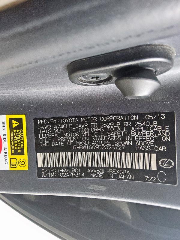 2013 LEXUS ES 300H - JTHBW1GG9D2028727