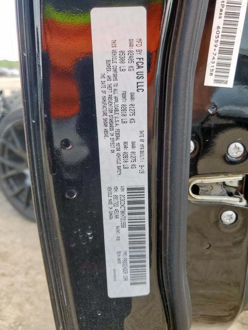 2019 DODGE CHARGER R/ - 2C3CDXCT8KH721556